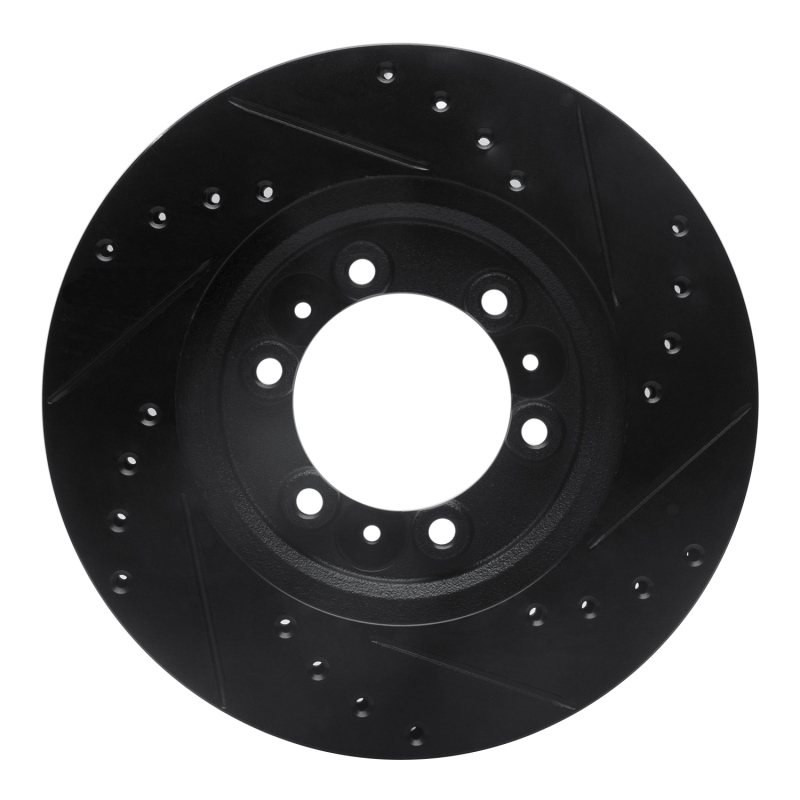 Acura SLX Brake Rotor (1) - Front Left - R1 Concepts - Drilled & Slotted - Black - `92-`02
